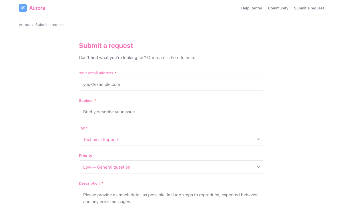 Aurora Request preview