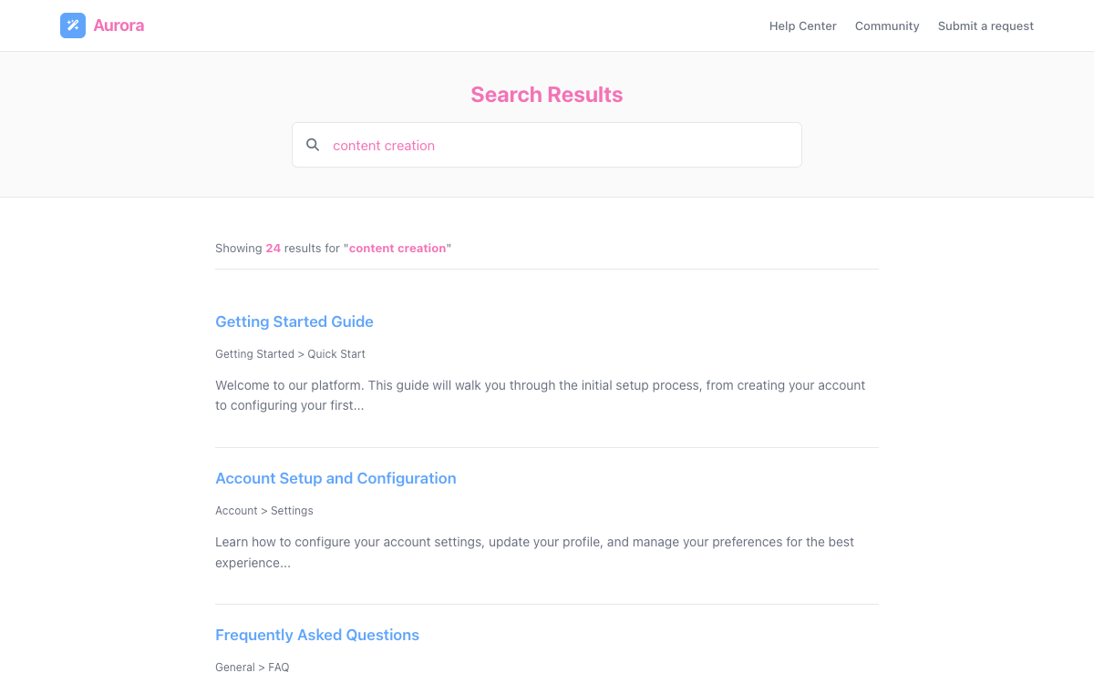 Aurora Search preview