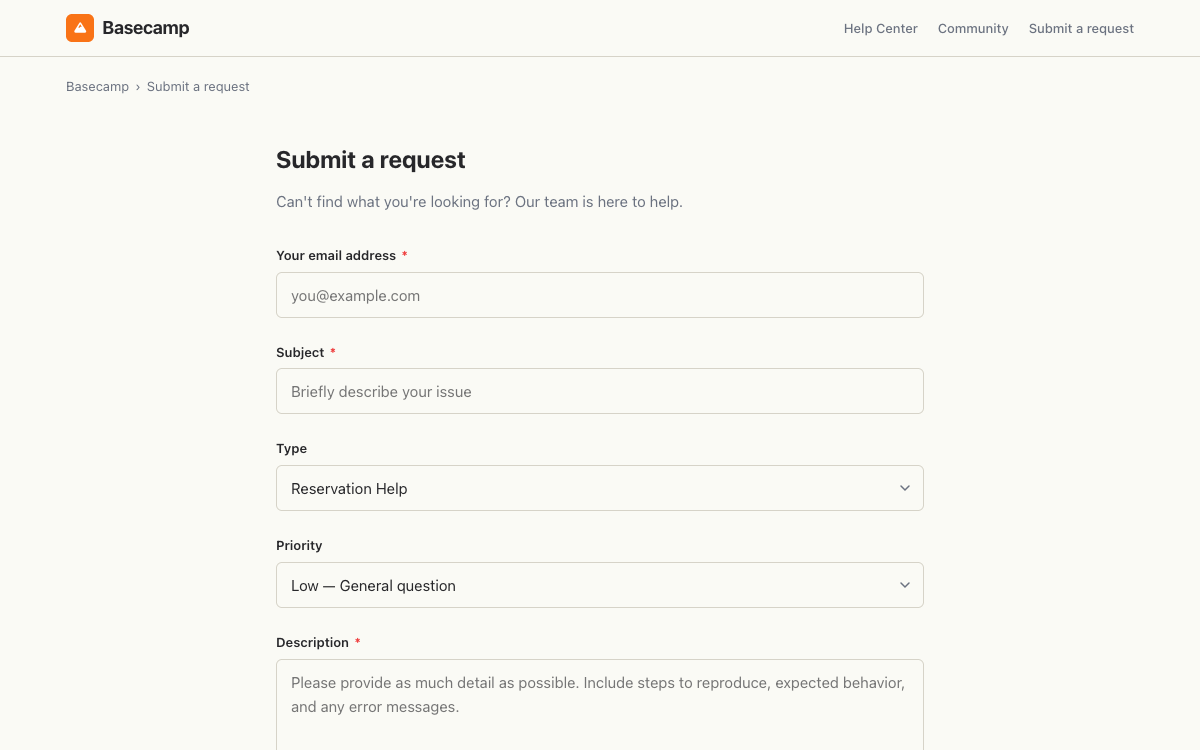 Basecamp Request preview