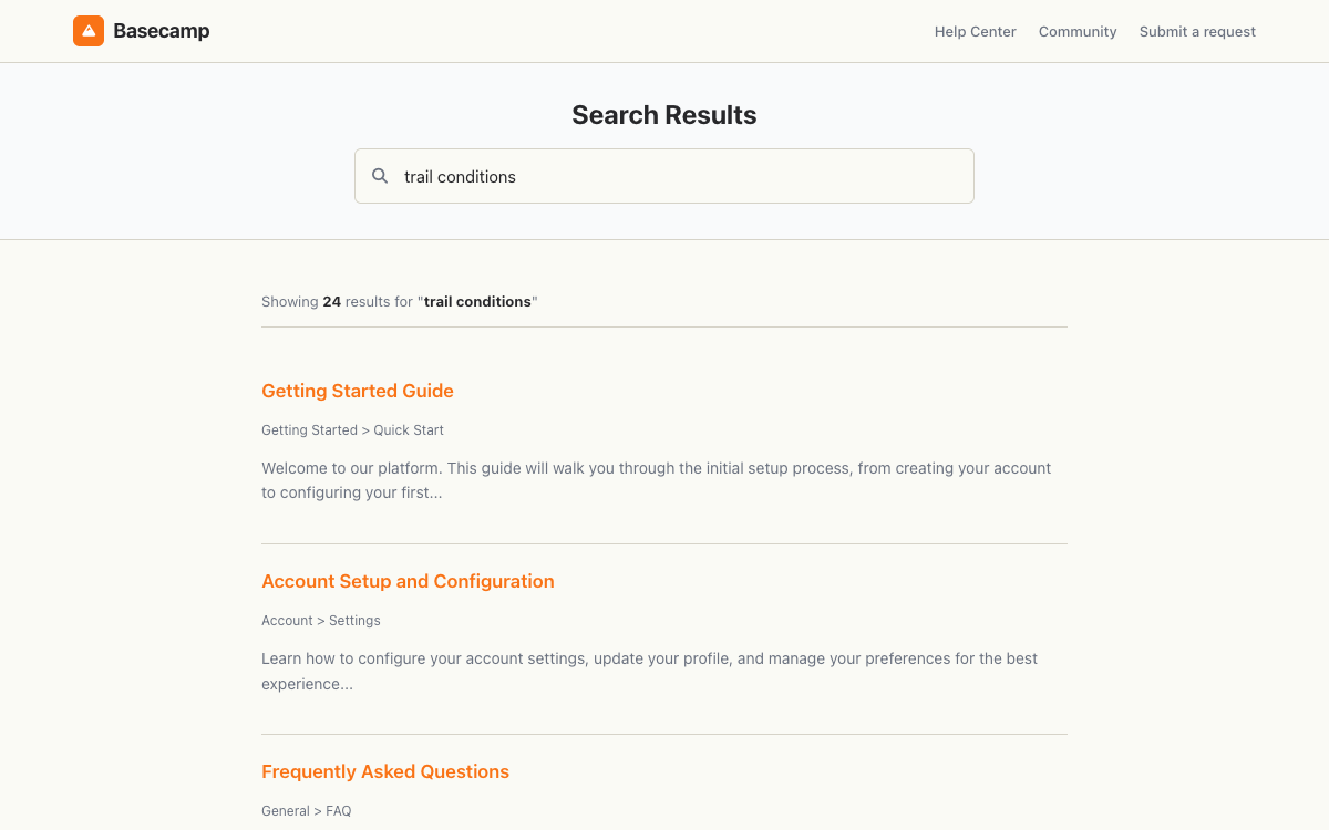 Basecamp Search preview