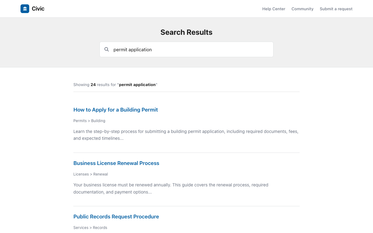 Civic Search preview