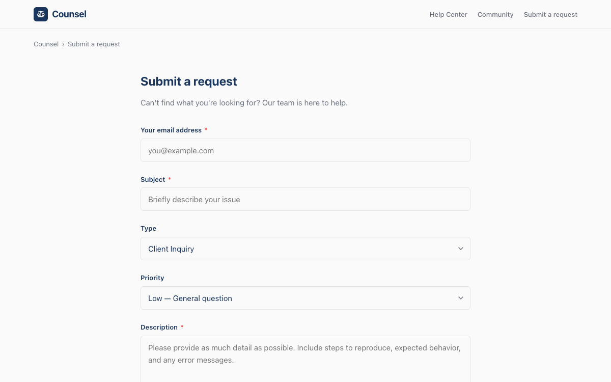 Counsel Request preview