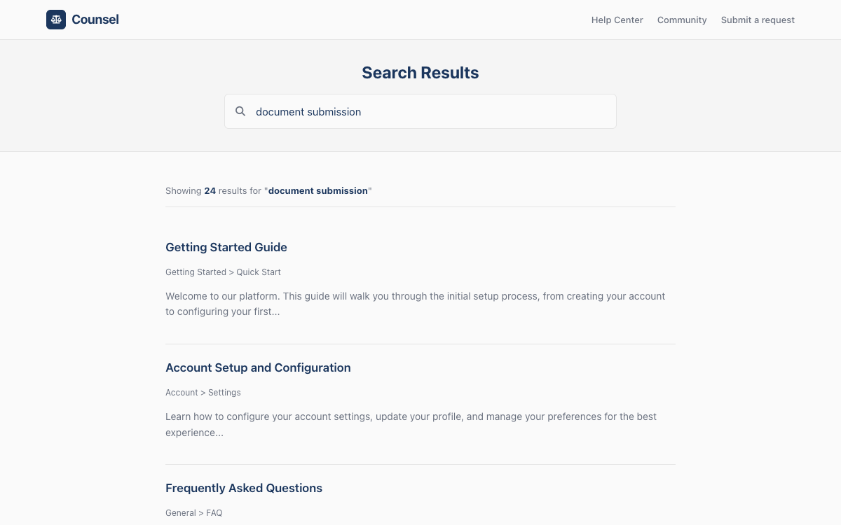 Counsel Search preview