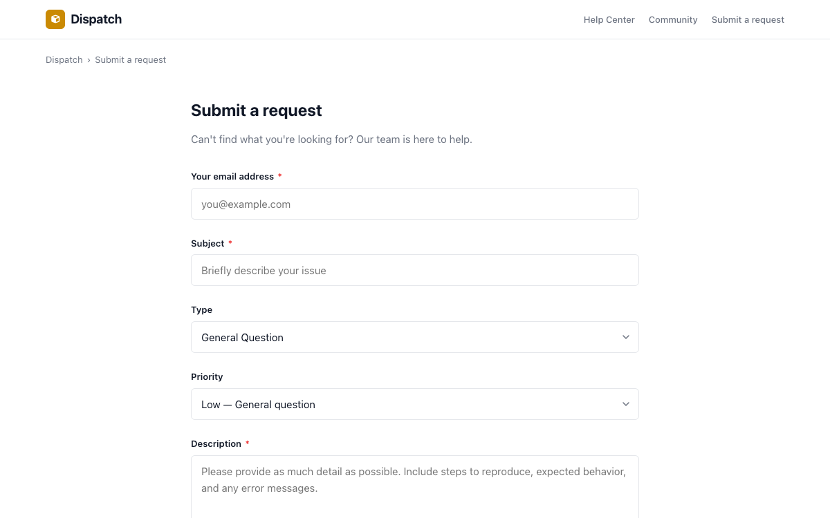 Dispatch Request preview