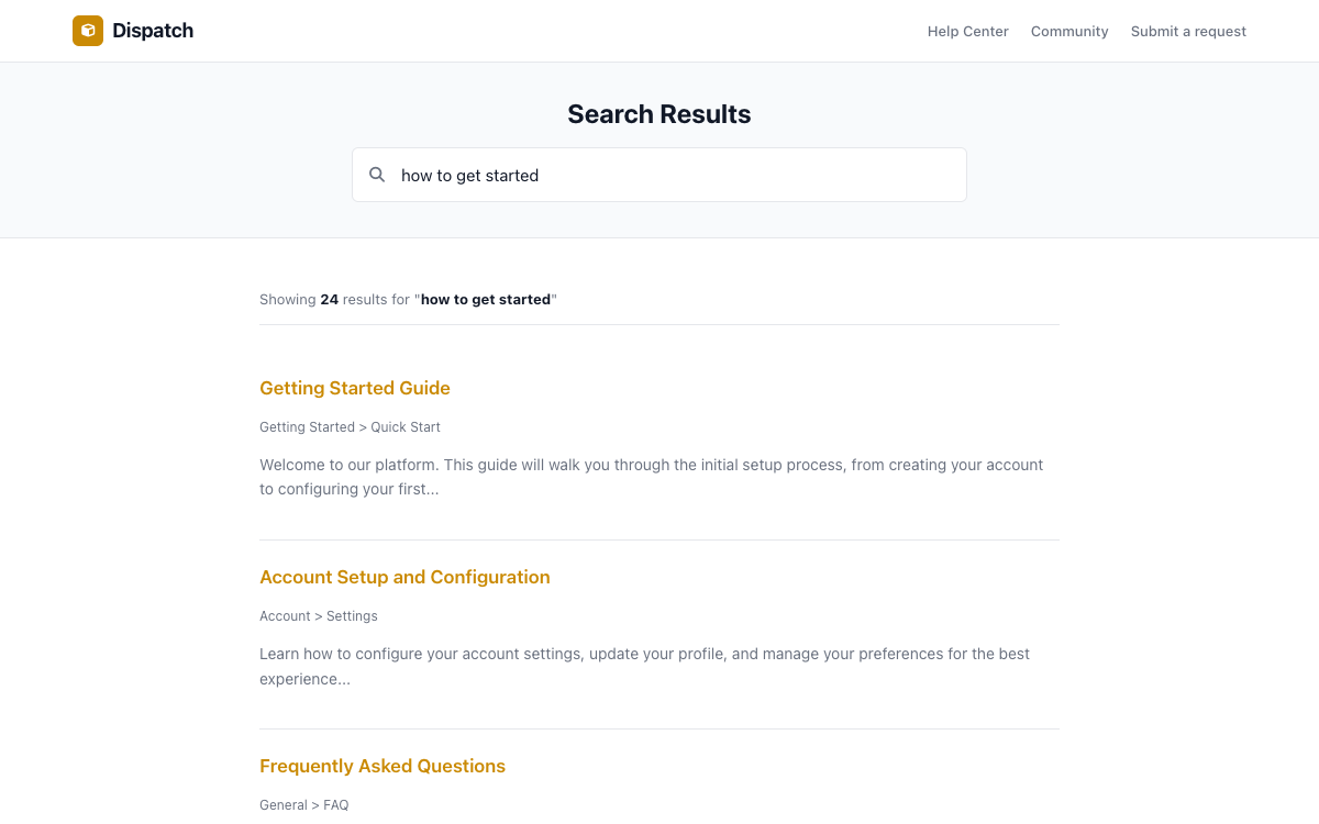 Dispatch Search preview