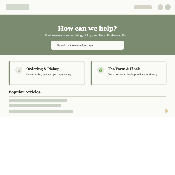 Fiddlehead Farm Help Center preview