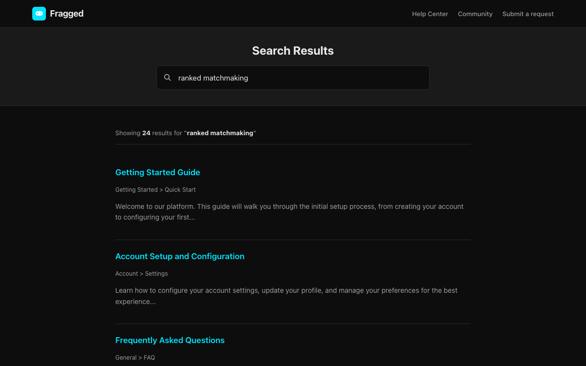 Fragged Search preview
