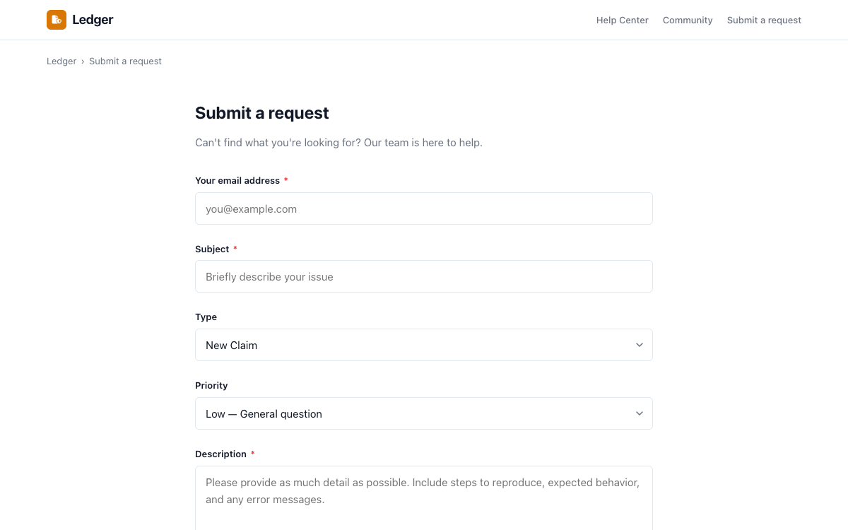 Ledger Request preview