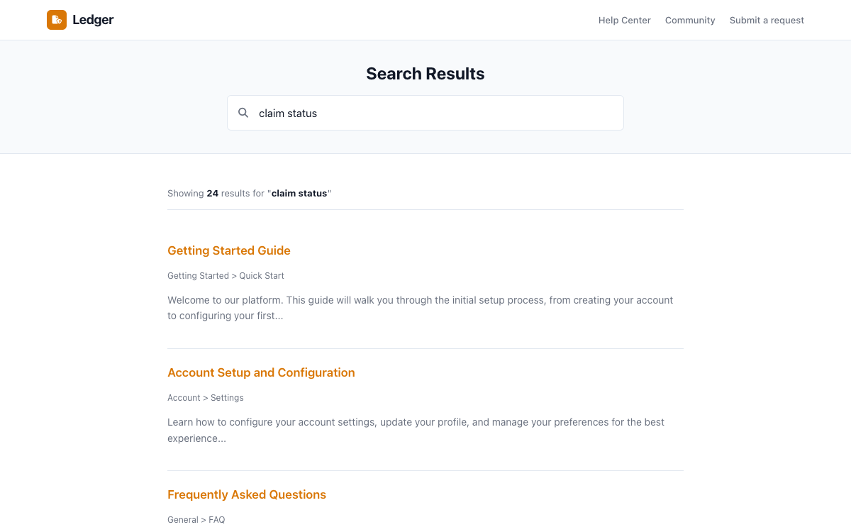 Ledger Search preview