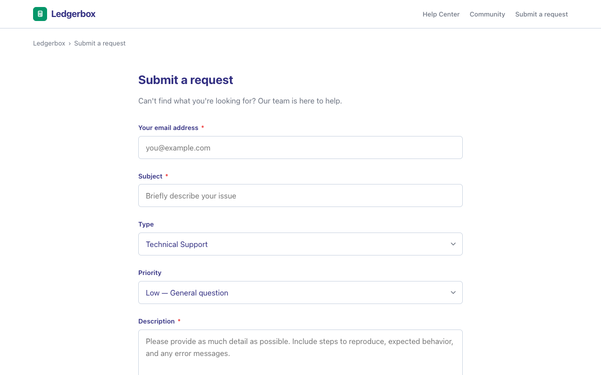 Ledgerbox Request preview
