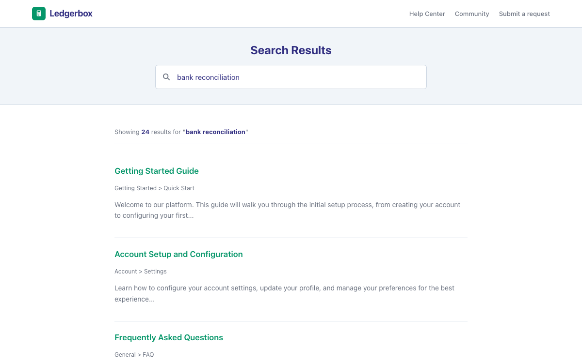 Ledgerbox Search preview