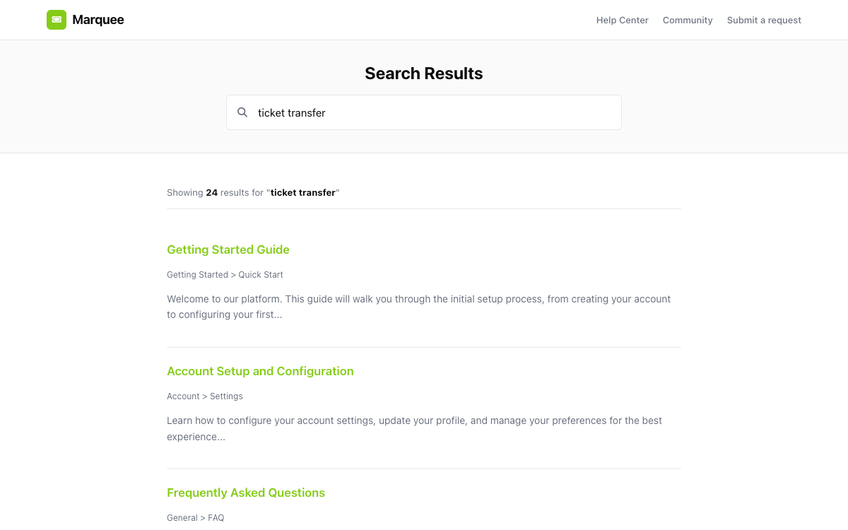 Marquee Search preview