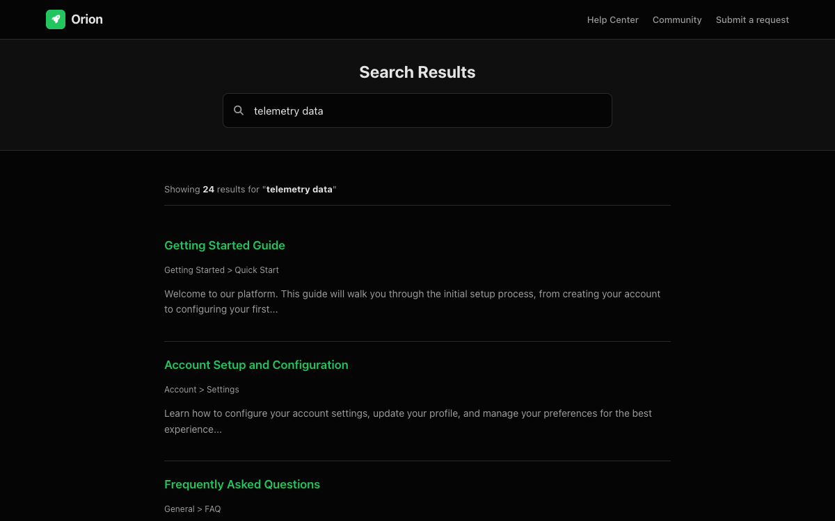 Orion Search preview