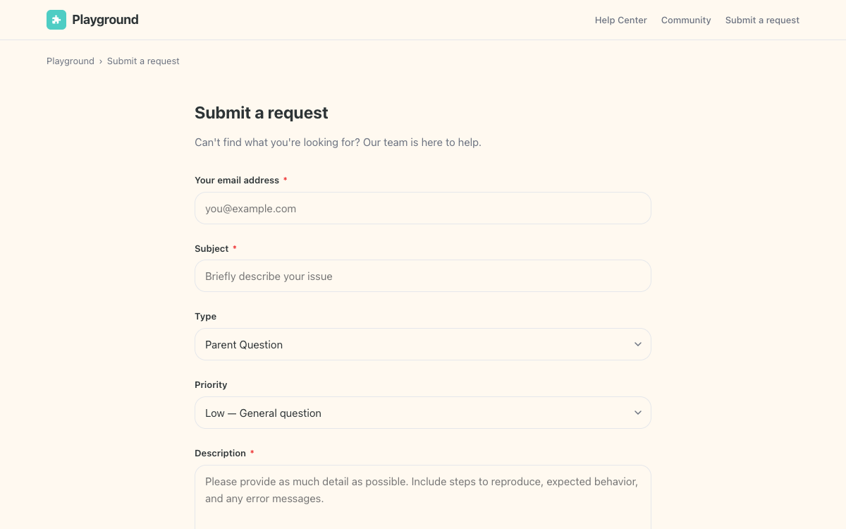 Playground Request preview