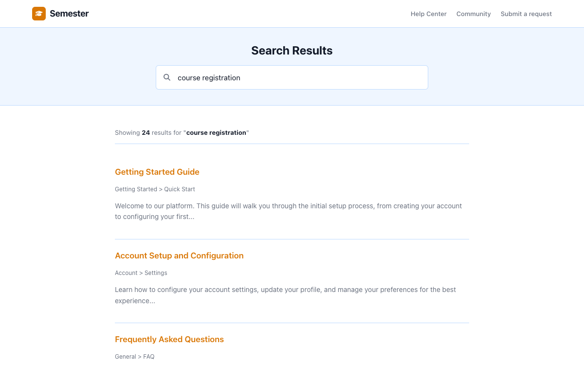Semester Search preview