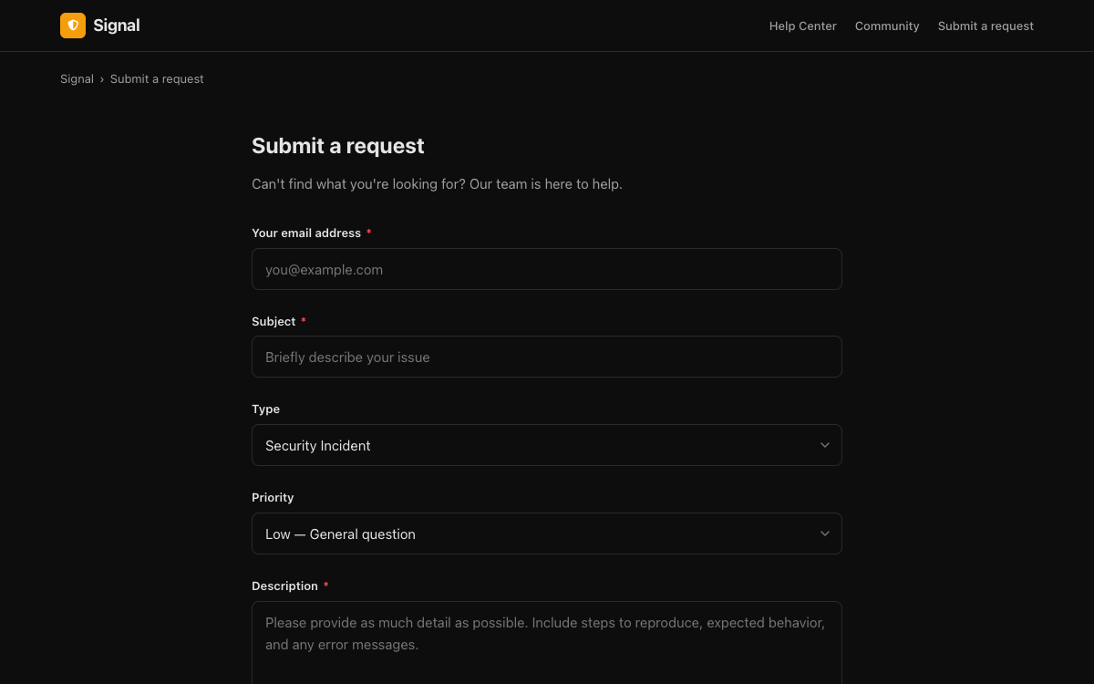 Signal Request preview