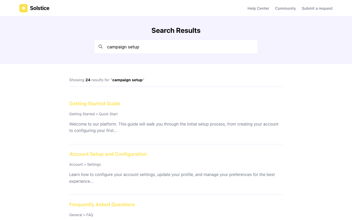 Solstice Search preview