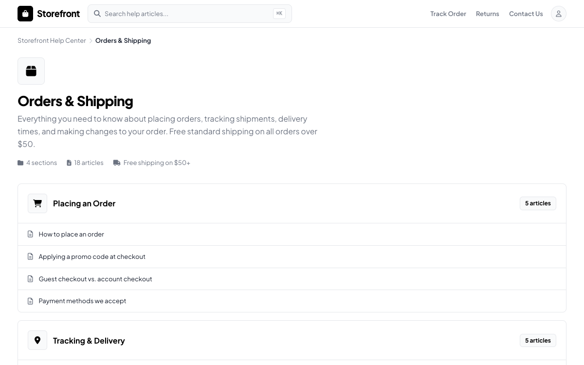 Storefront Category preview