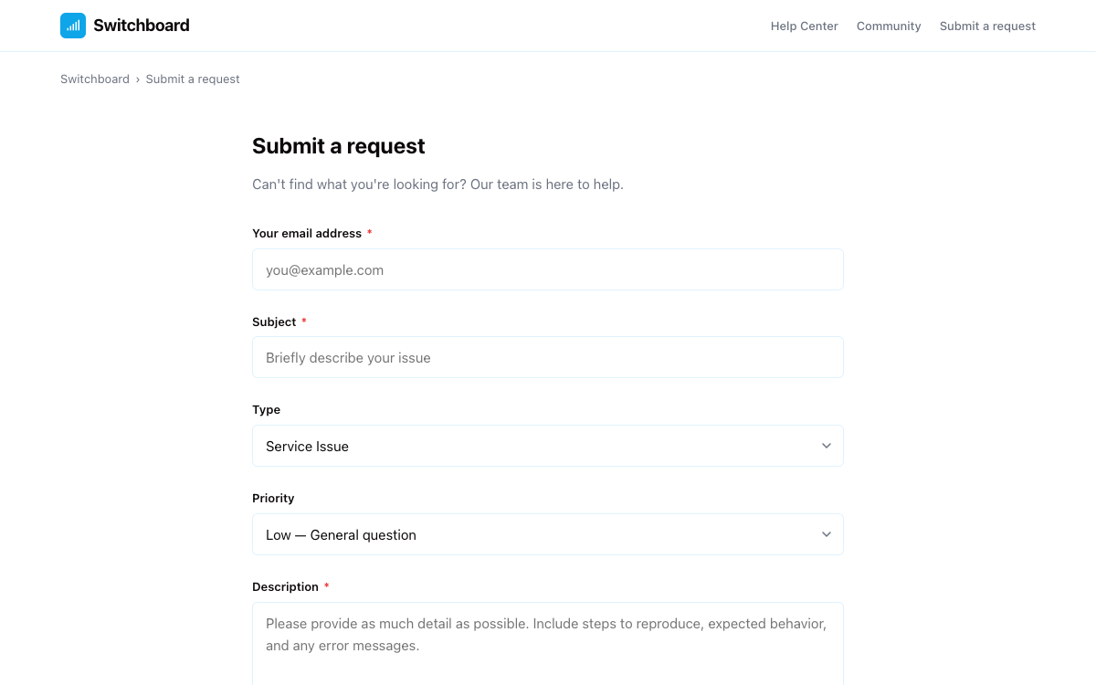 Switchboard Request preview