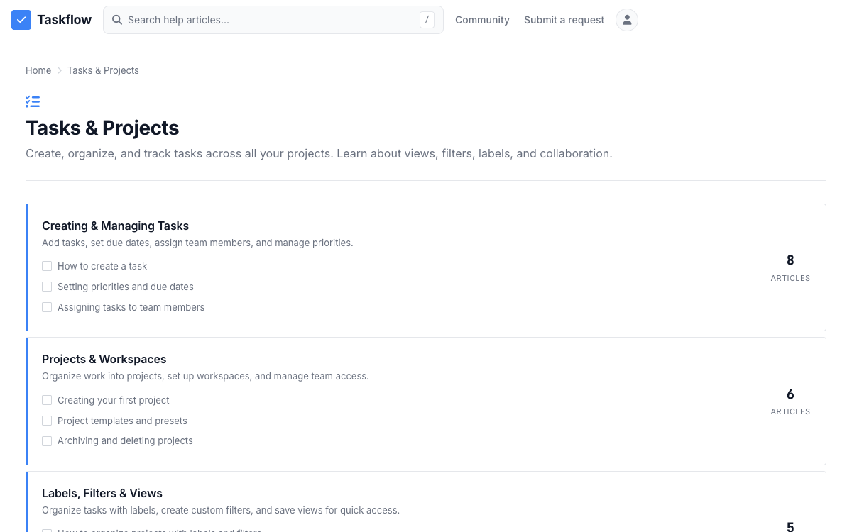 Taskflow Category preview