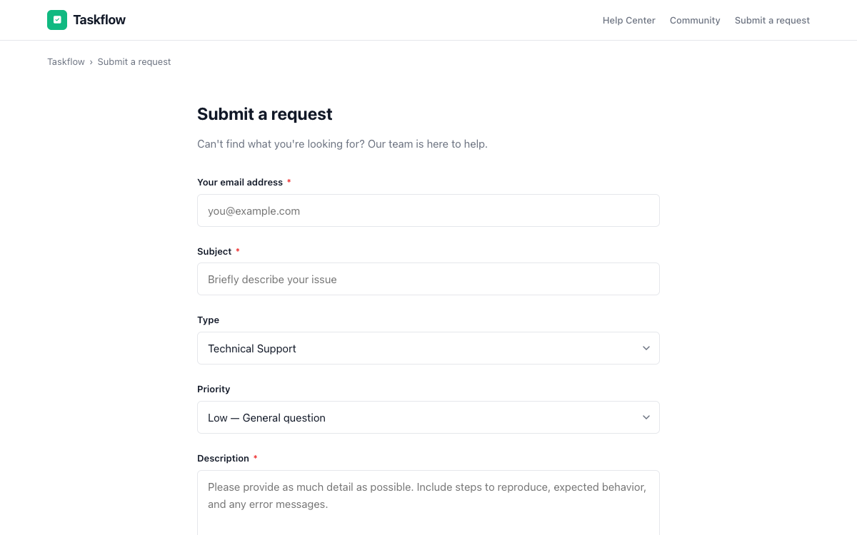 Taskflow Request preview