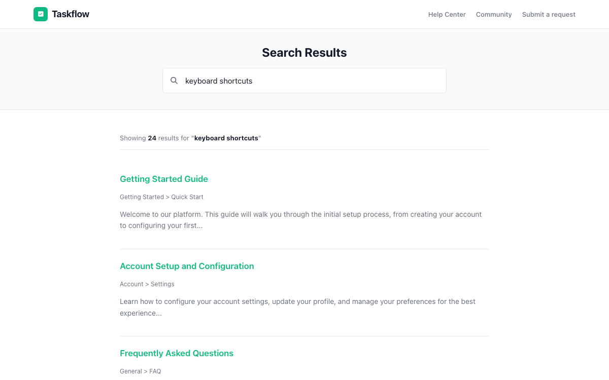 Taskflow Search preview