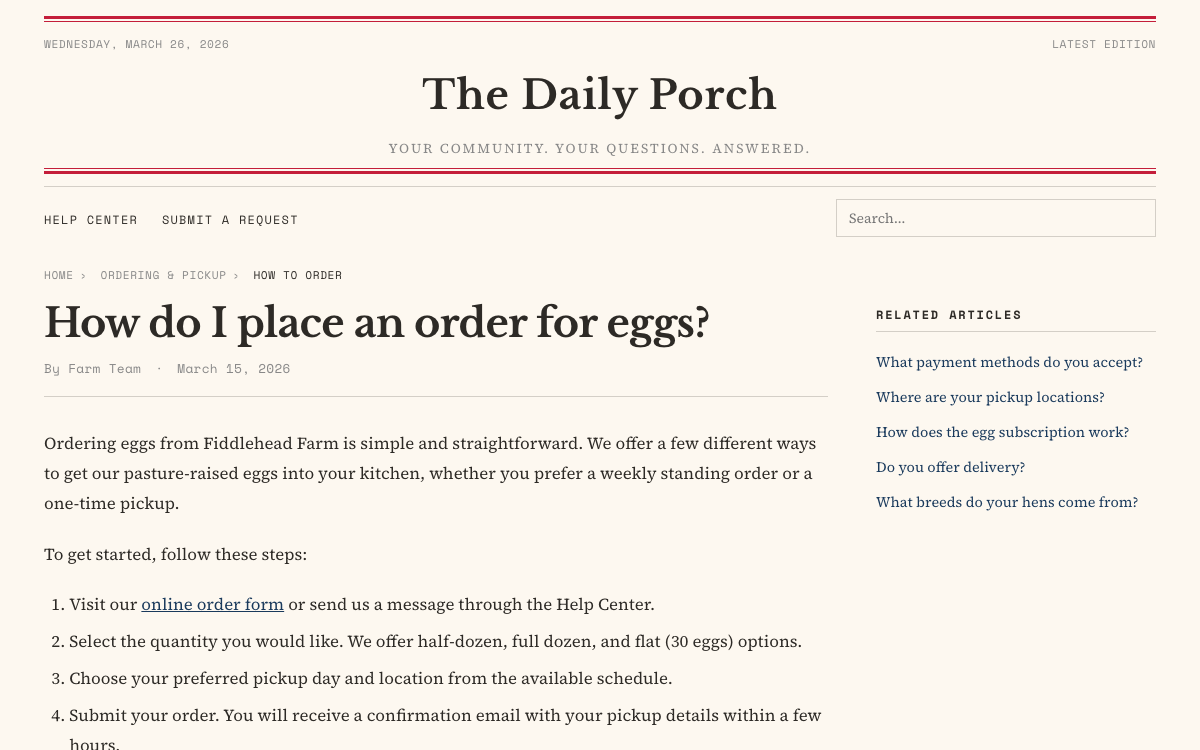 The Daily Porch Article preview