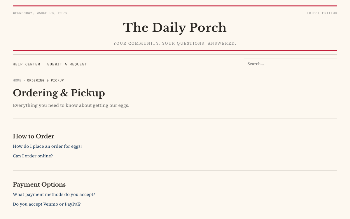 The Daily Porch Category preview