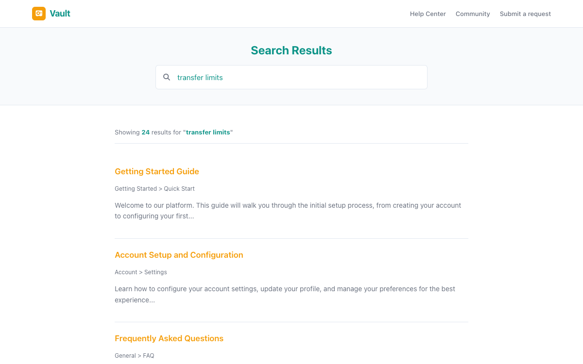 Vault Search preview